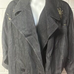 Ellen Tracy Gray Bomber Jacket with Distinctive Embroidery